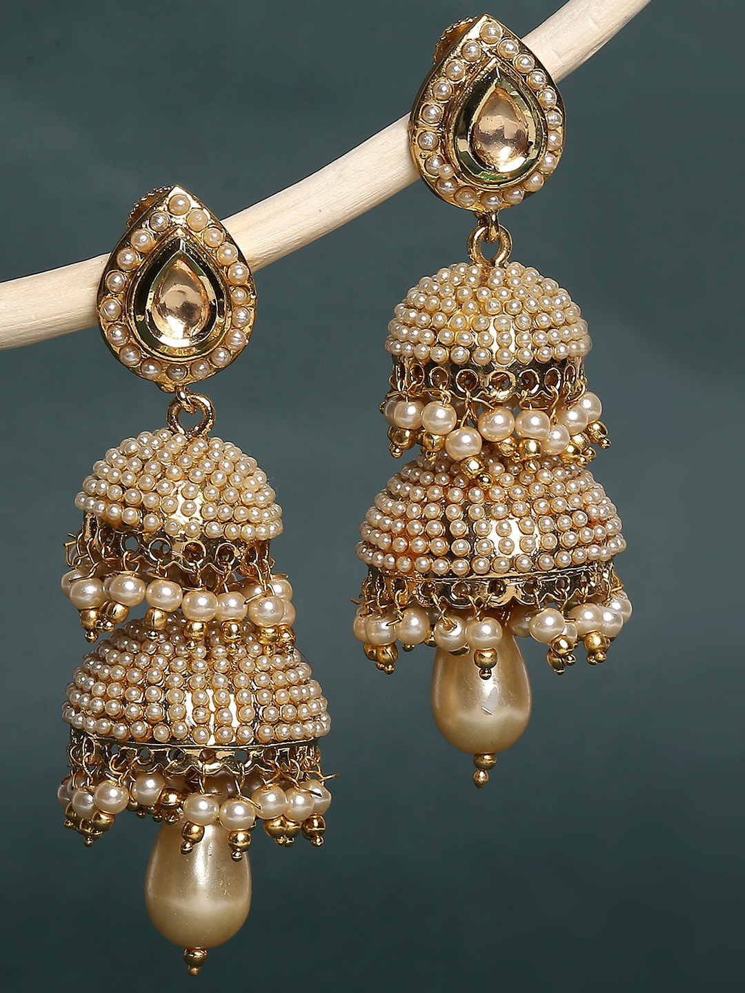 

BARSANO Classic Jhumkas Earrings, Gold