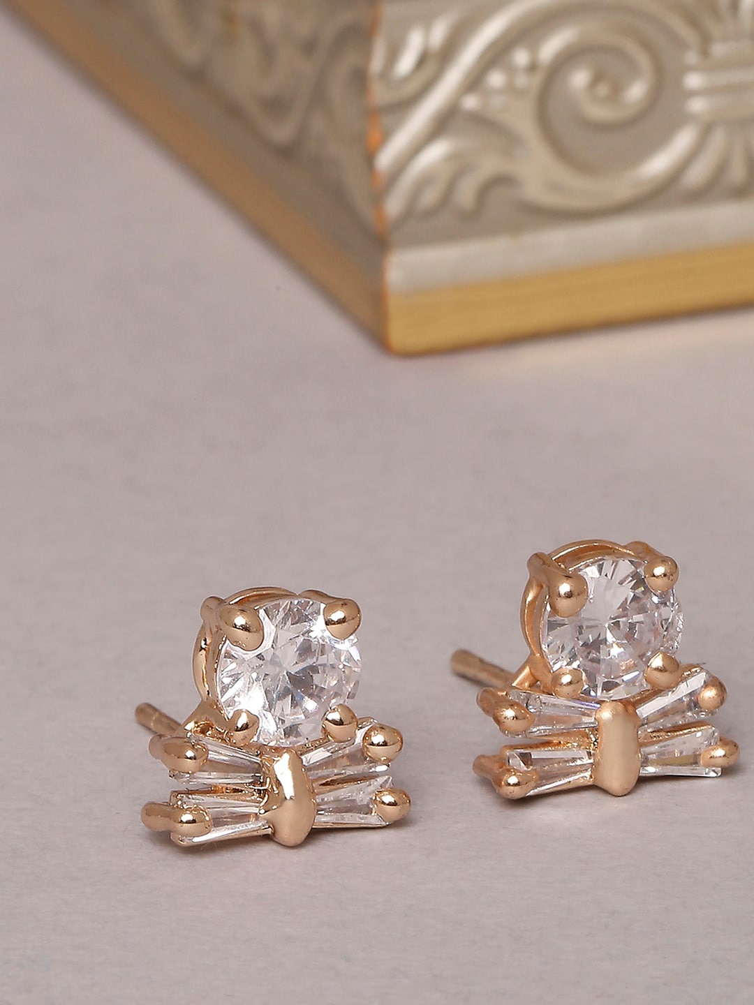 

BARSANO Contemporary Studs Earrings, Rose gold