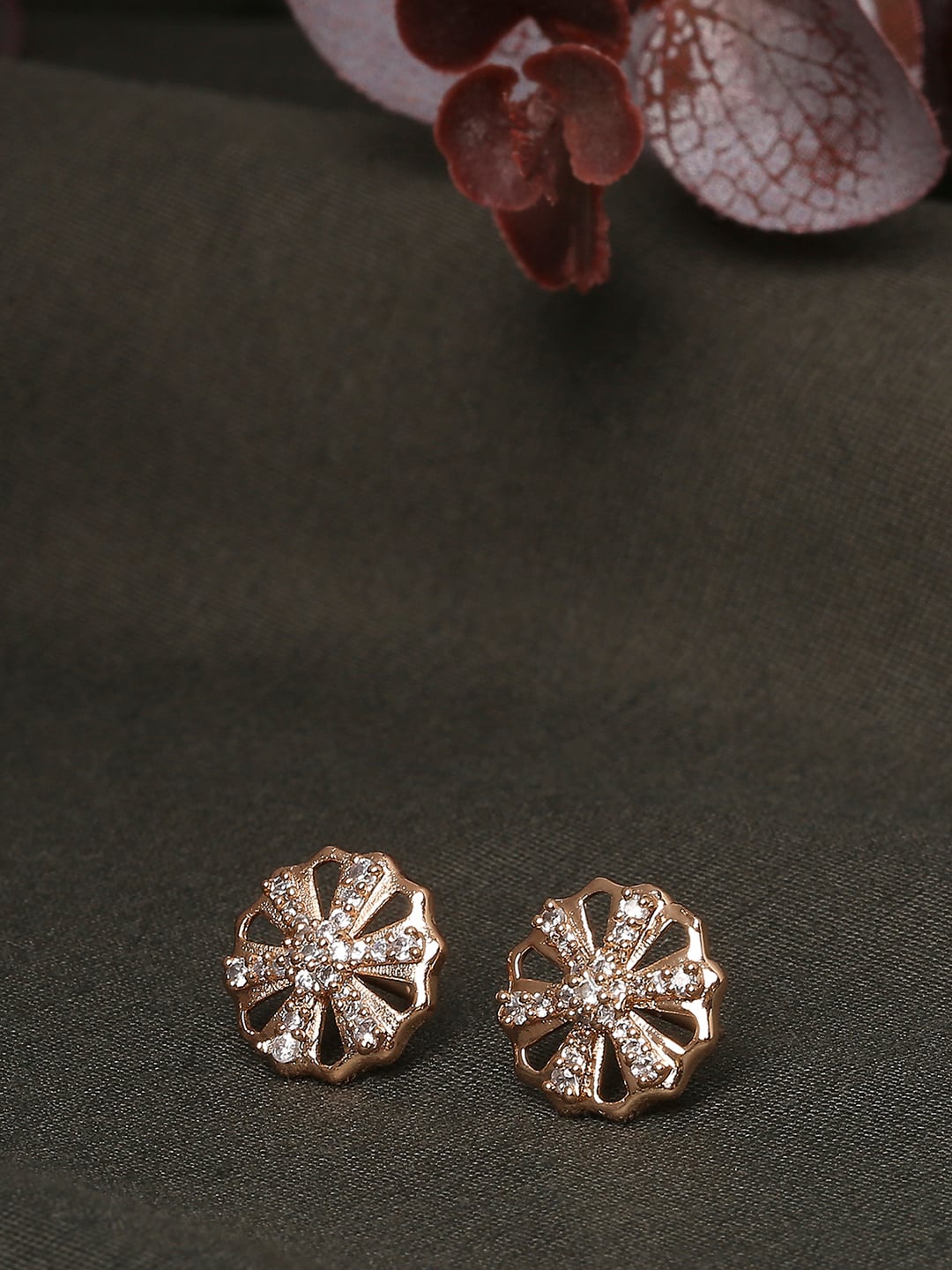 

BARSANO Circular Studs Earrings, Rose gold