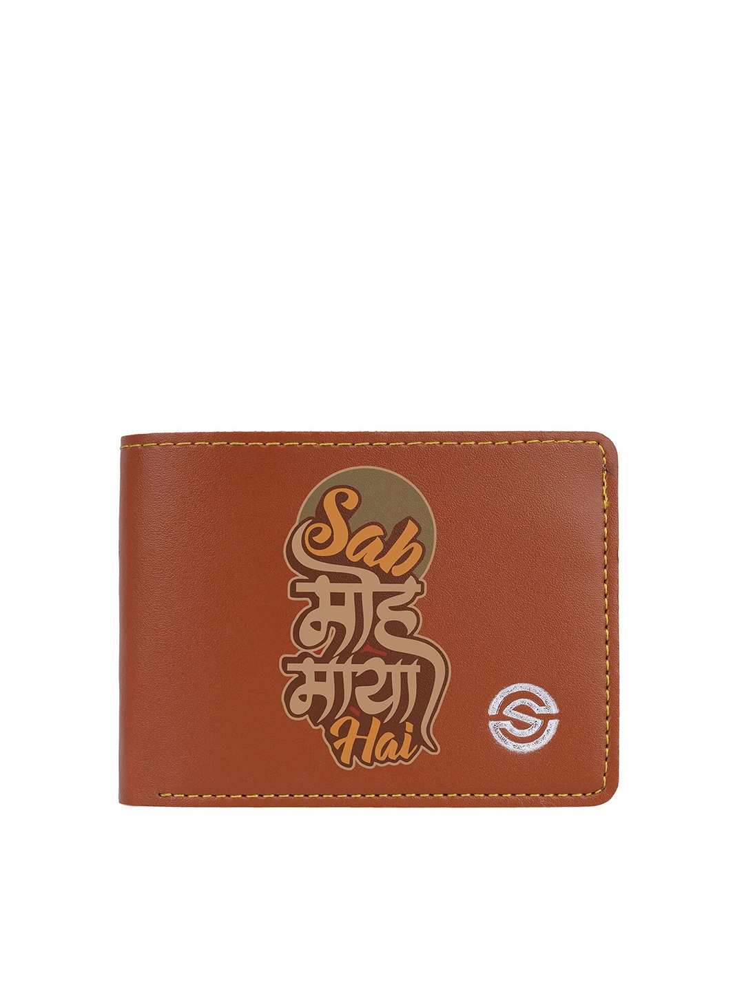 

SCHARF Men Typography Printed Vegan Leather Two Fold Wallet, Tan