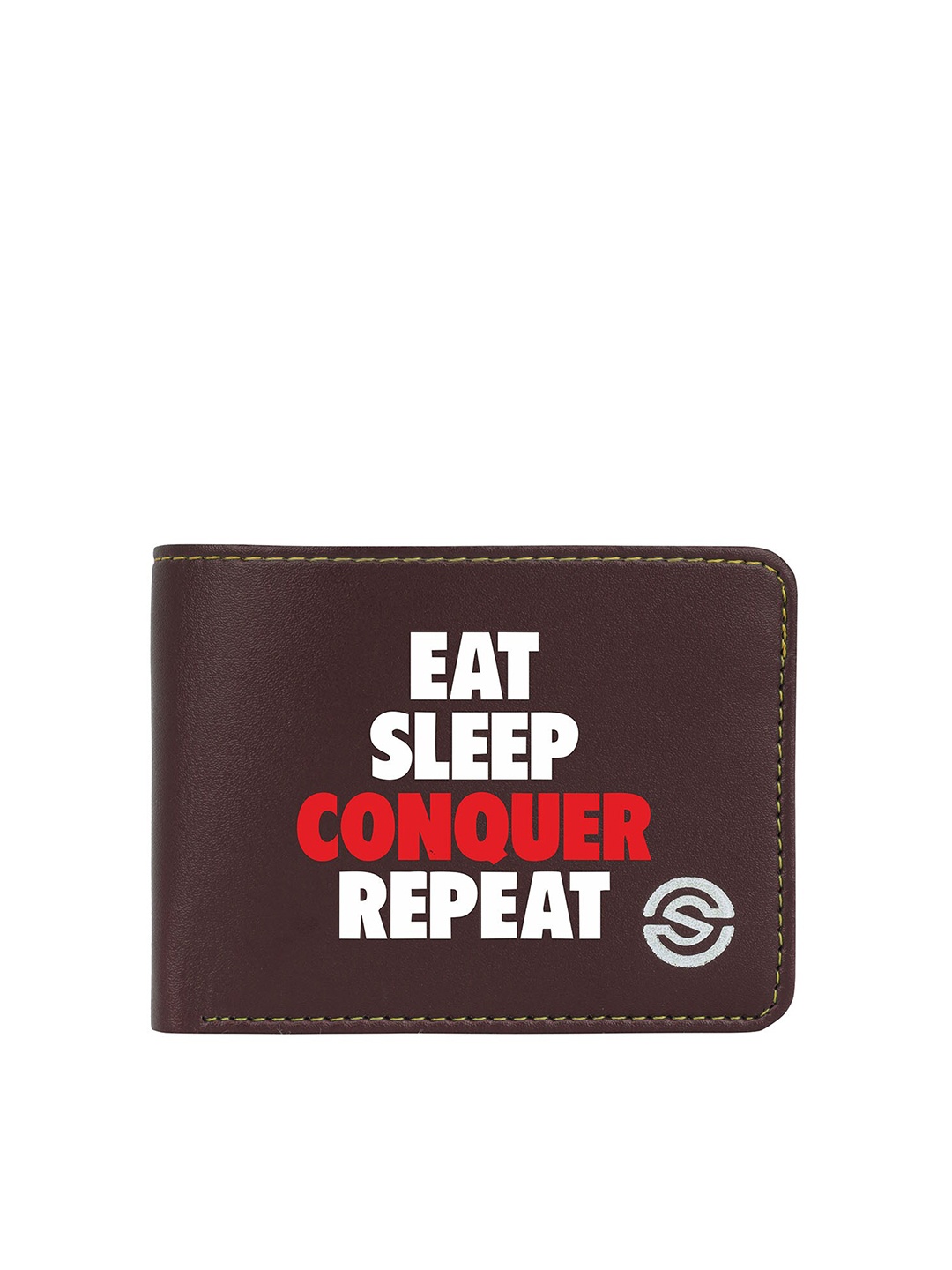 

SCHARF Men Typography Printed Vegan Leather Two Fold Wallet, Brown