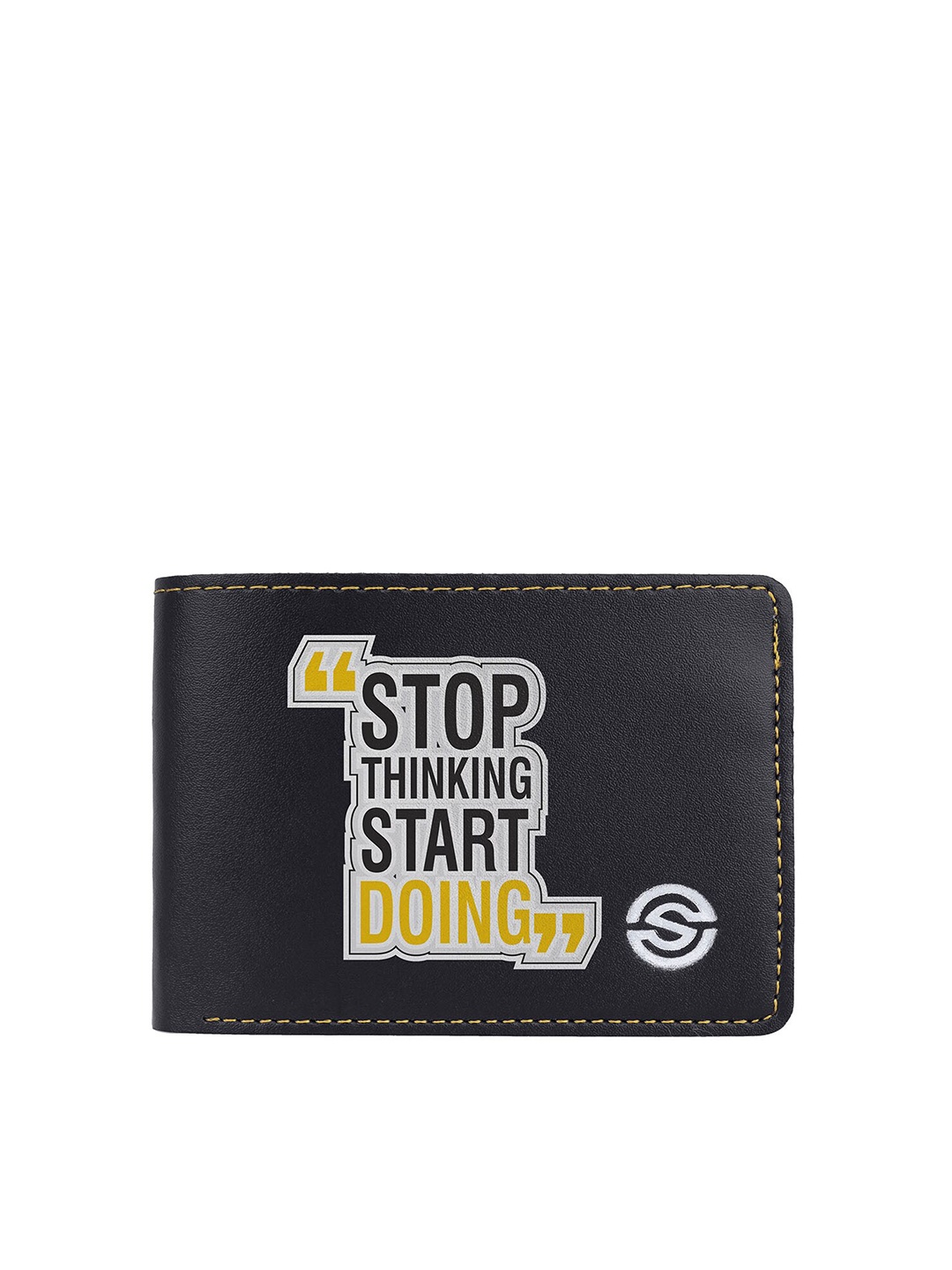 

SCHARF Men Typography Printed Vegan Leather Two Fold Wallet, Black