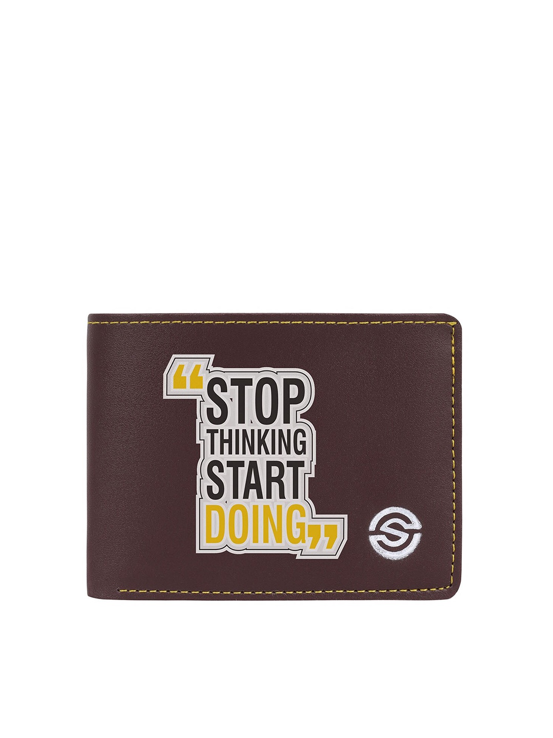 

SCHARF Men Typography Printed Vegan Leather Two Fold Wallet, Brown