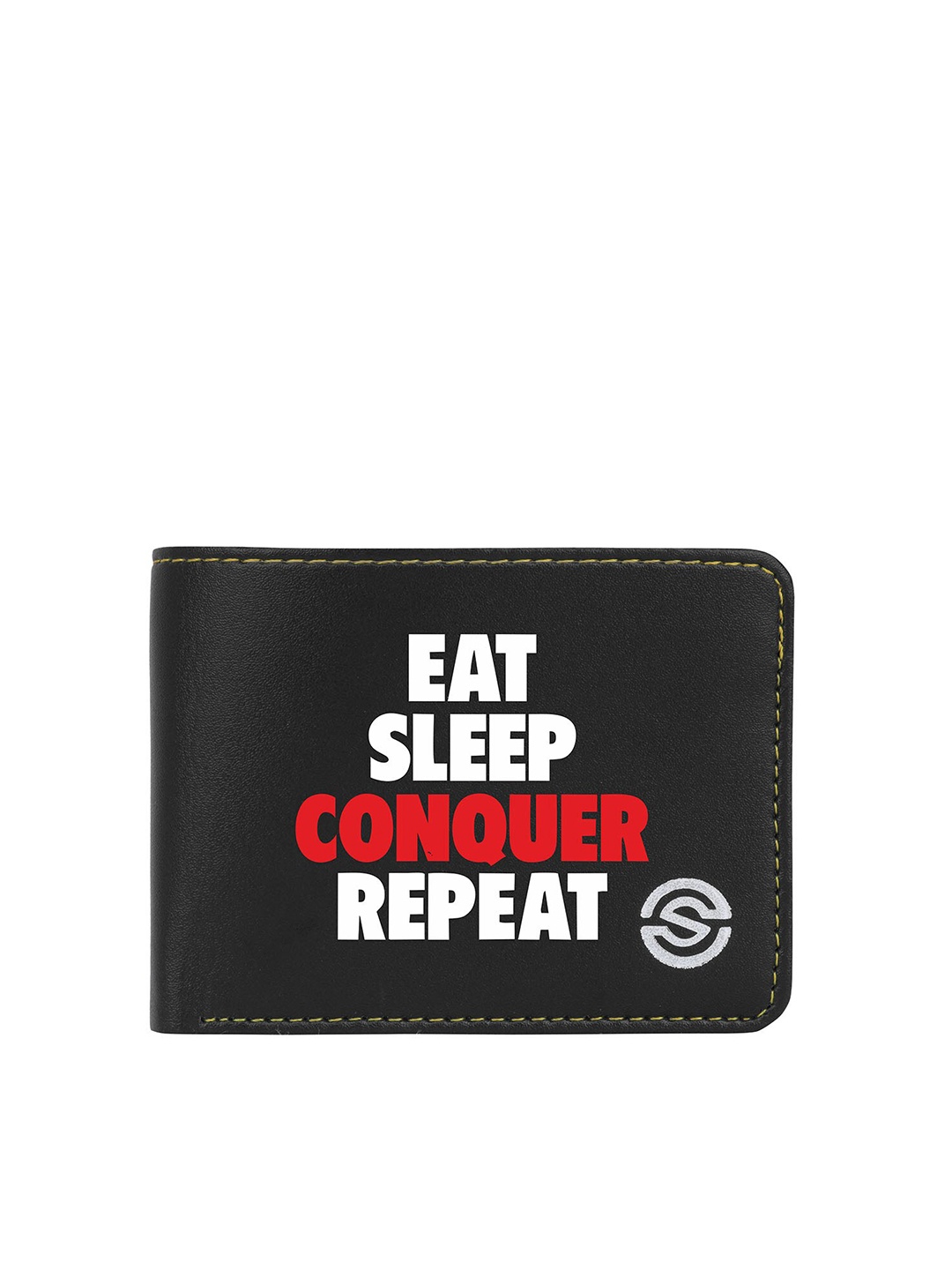 

SCHARF Men Typography Printed Vegan Leather Two Fold Wallet, Black