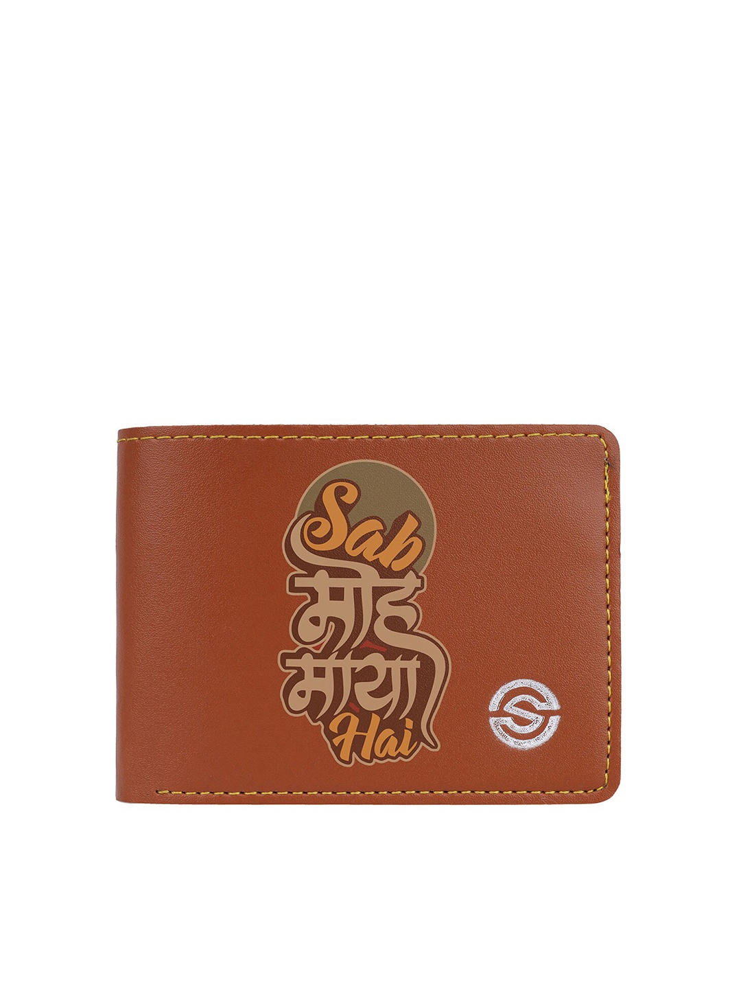 

SCHARF Men Typography Printed Vegan Leather Two Fold Wallet, Tan