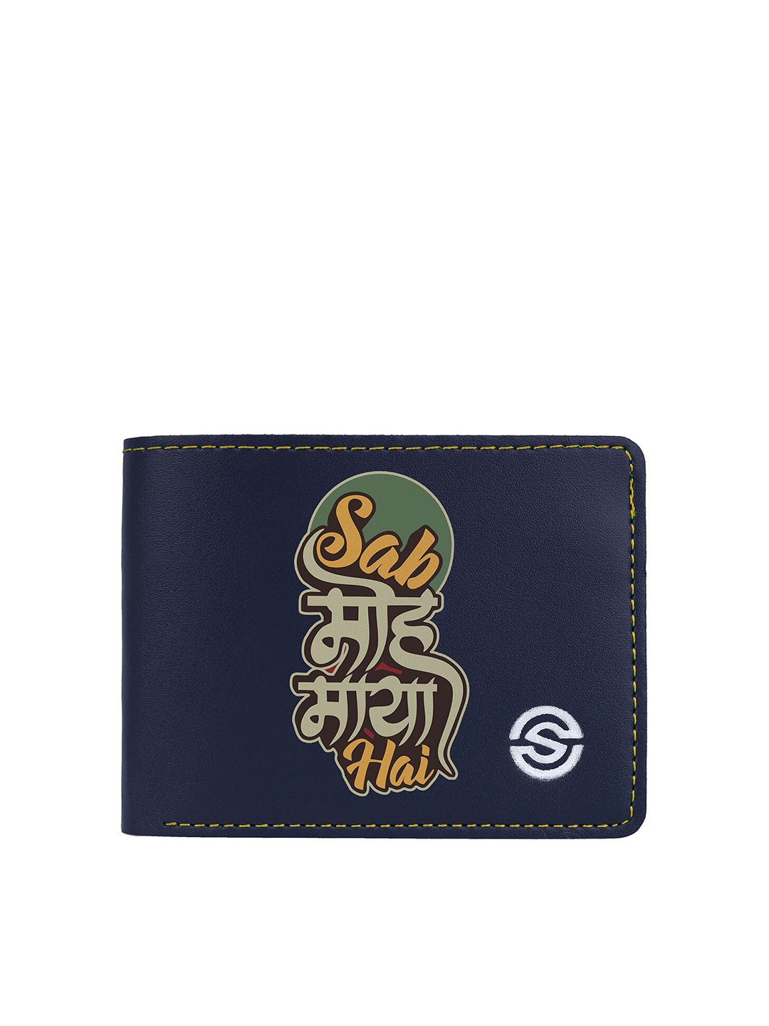 

SCHARF Men Typography Printed Vegan Leather Two Fold Wallet, Blue