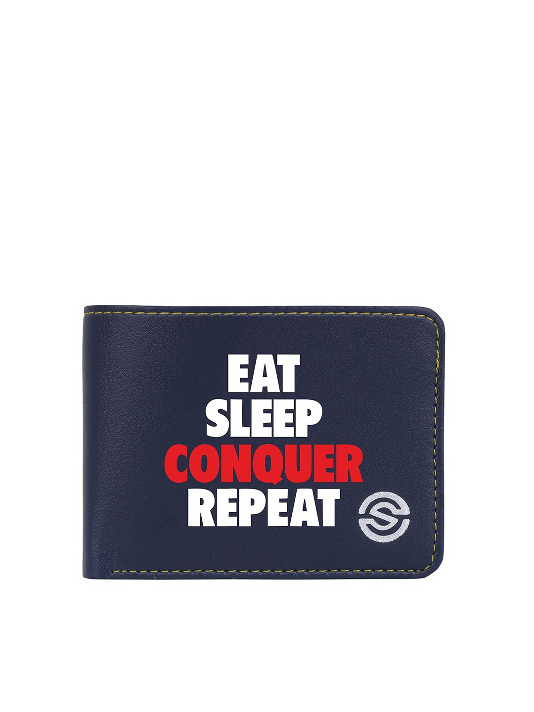 

SCHARF Men Typography Printed Vegan Leather Two Fold Wallet, Blue