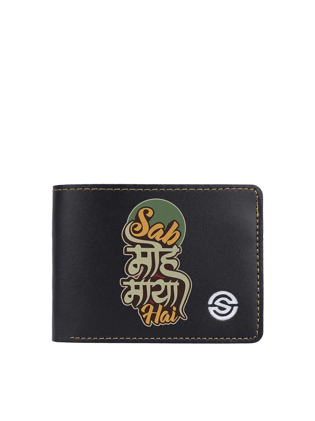 

SCHARF Men Typography Printed Vegan Leather Two Fold Wallet, Black