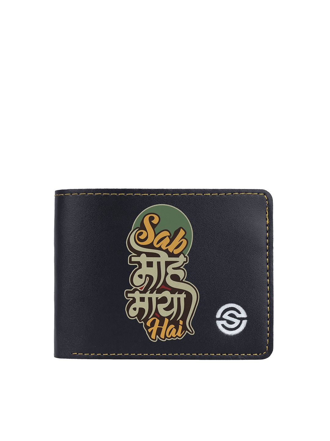 

SCHARF Men Typography Printed Vegan Leather Two Fold Wallet, Black