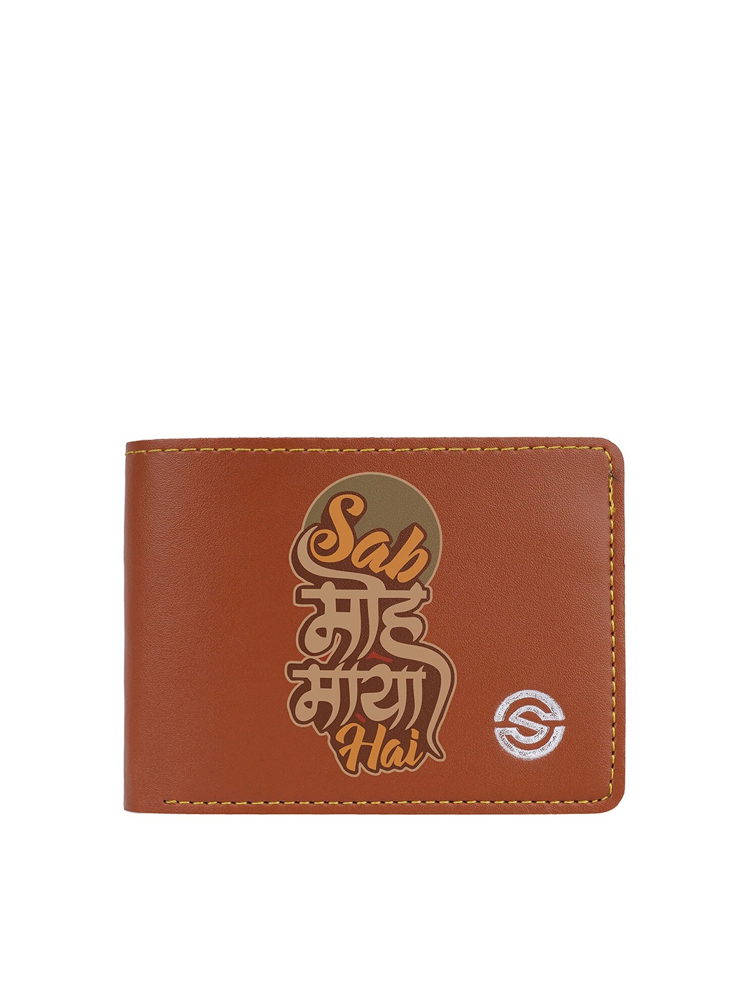 

SCHARF Men Typography Printed Vegan Leather Two Fold Wallet, Tan