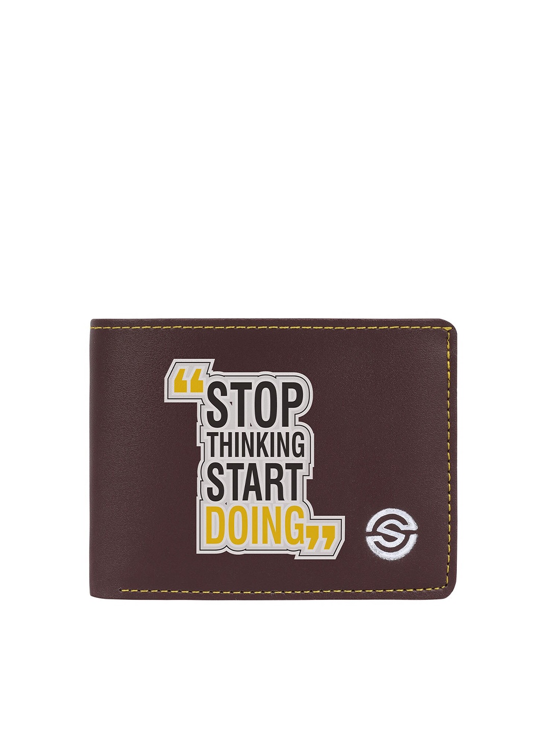 

SCHARF Men Typography Printed Vegan Leather Two Fold Wallet, Brown