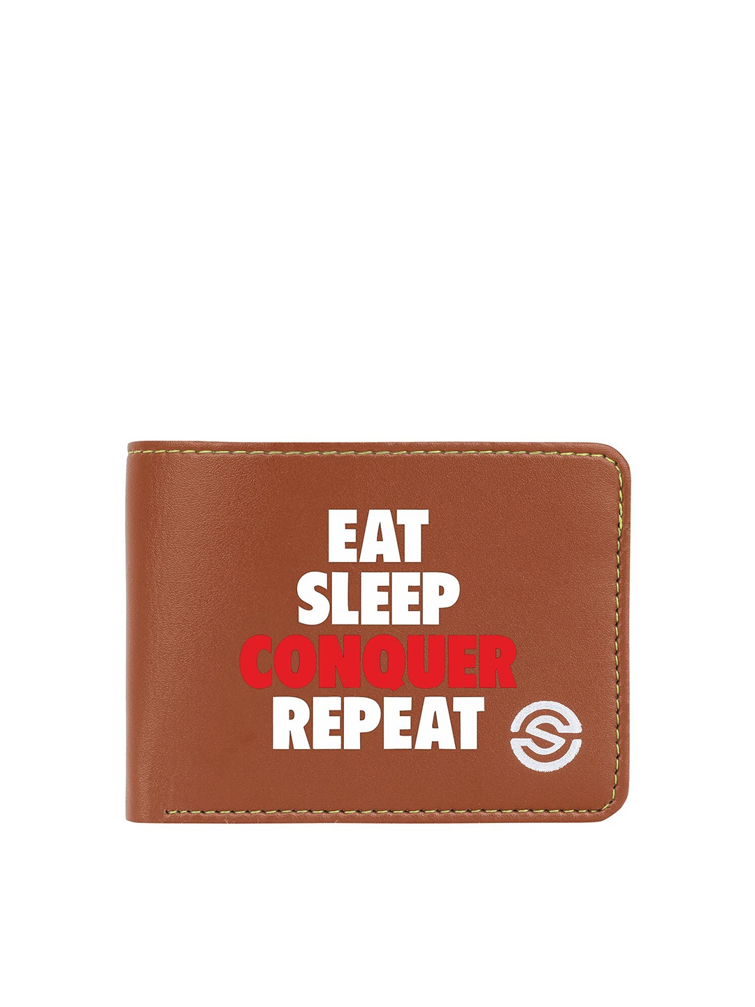 

SCHARF Men Typography Printed Vegan Leather Two Fold Wallet, Tan