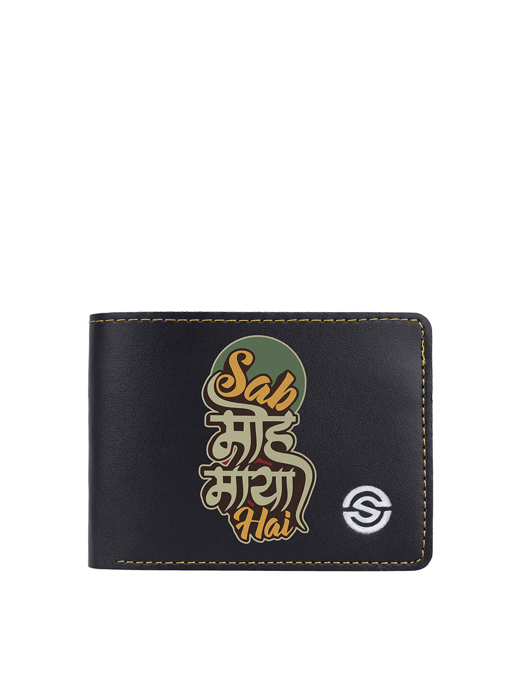 

SCHARF Men Typography Printed Vegan Leather Two Fold Wallet, Black