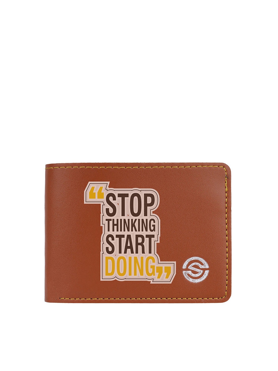 

SCHARF Men Typography Printed Vegan Leather Two Fold Wallet, Tan
