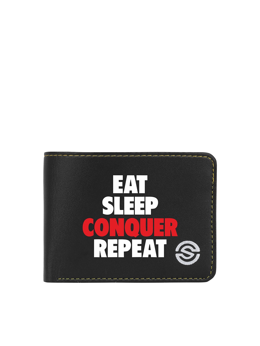

SCHARF Men Typography Printed Vegan Leather Two Fold Wallet, Black