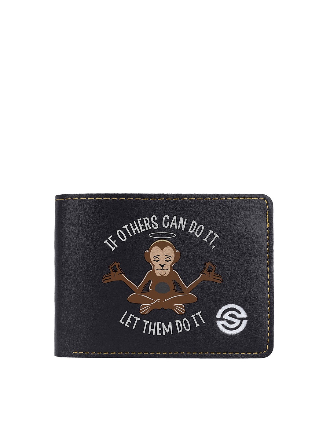 

SCHARF Men Typography Printed Vegan Leather Two Fold Wallet, Black