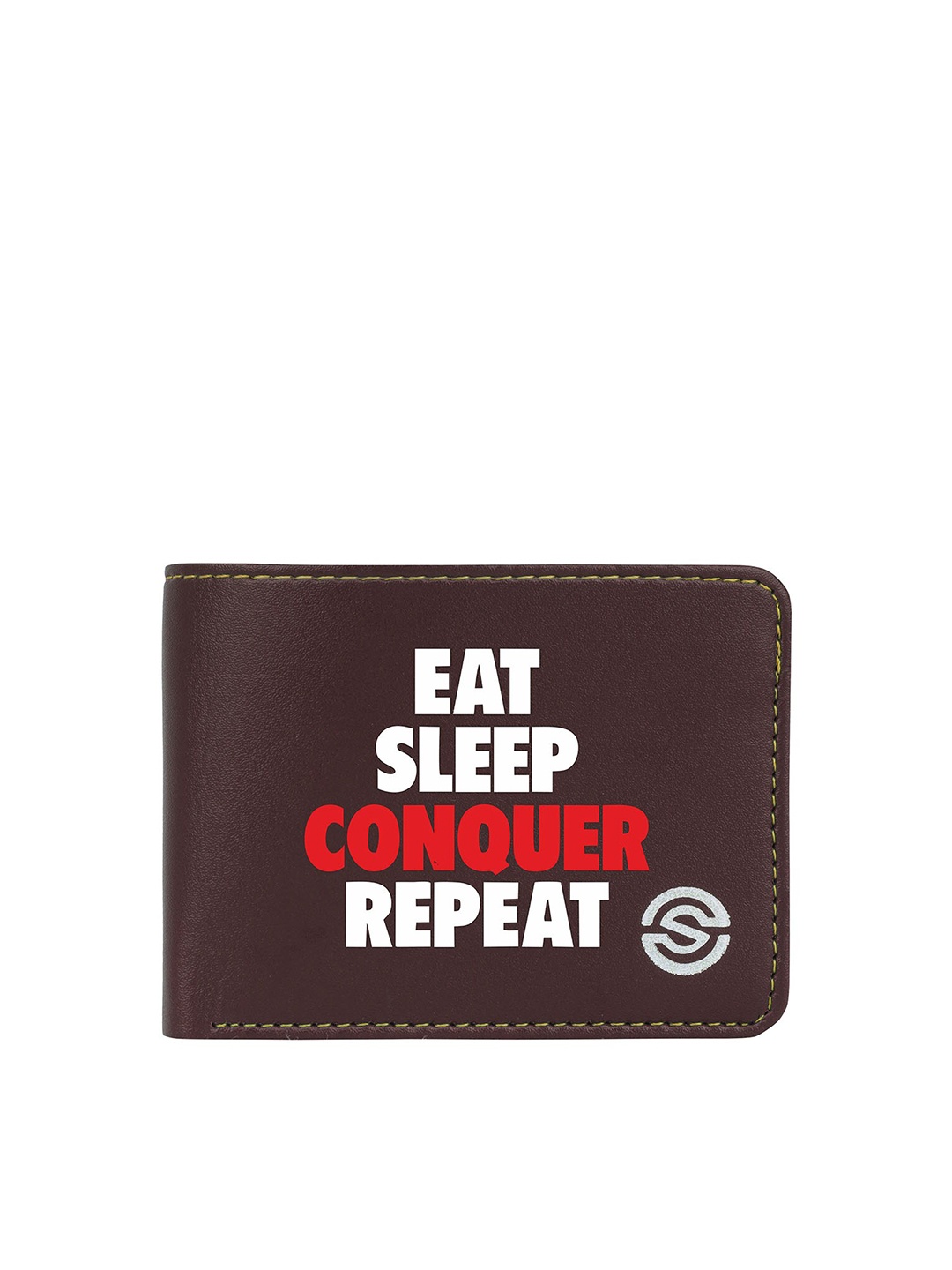 

SCHARF Men Typography Printed Vegan Leather Two Fold Wallet, Brown