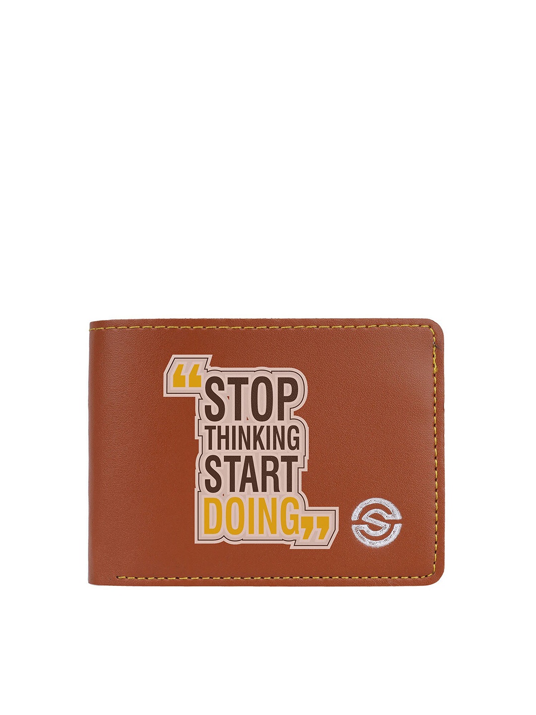 

SCHARF Men Typography Printed Vegan Leather Two Fold Wallet, Tan