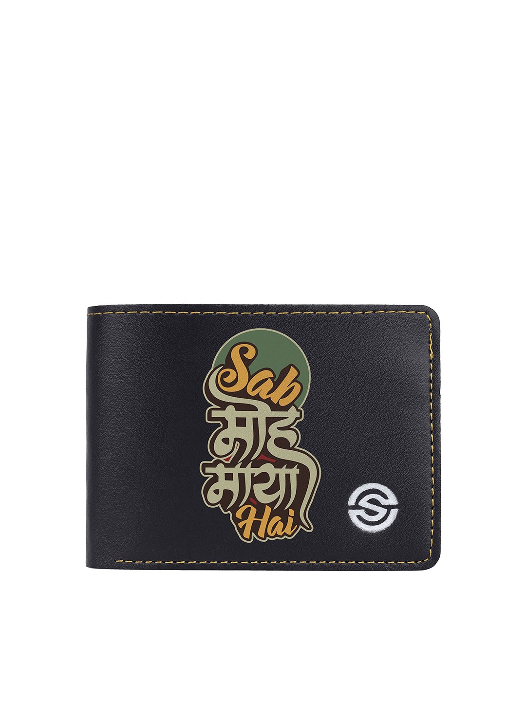 

SCHARF Men Typography Printed PU Two Fold Wallet, Black