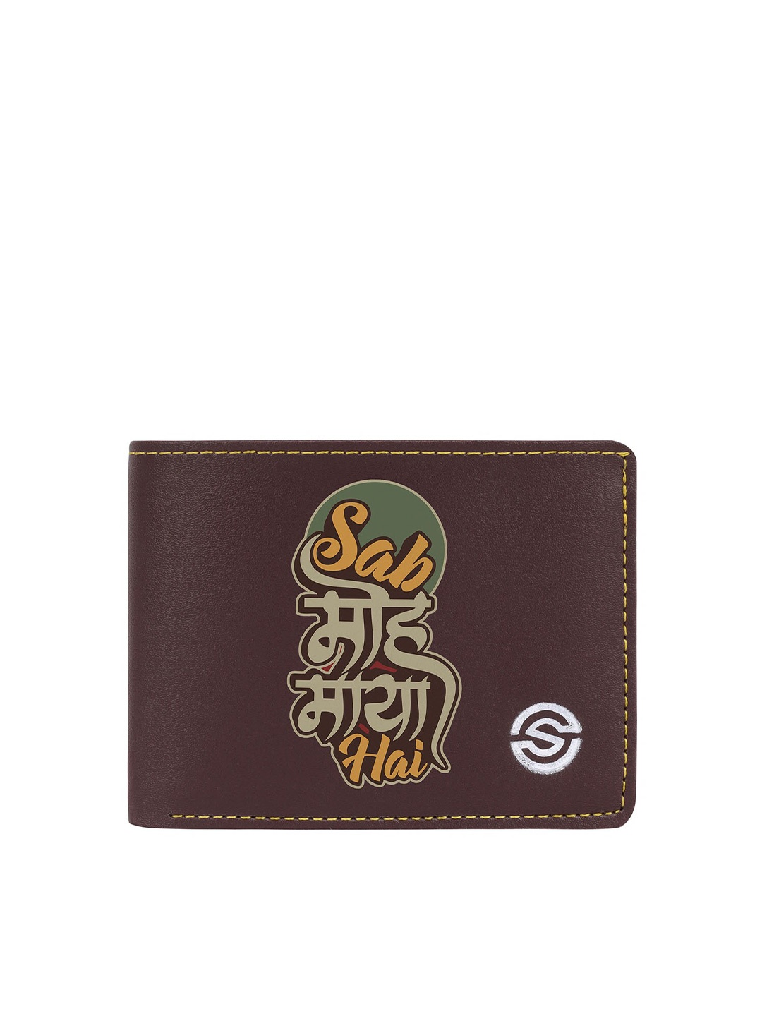 

SCHARF Men Typography Printed PU Two Fold Wallet, Brown