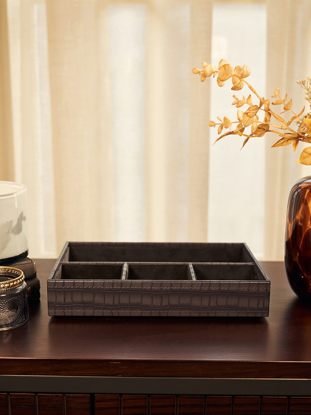 

Pure Home and Living Brown Croc Patterned Four Part Organizer