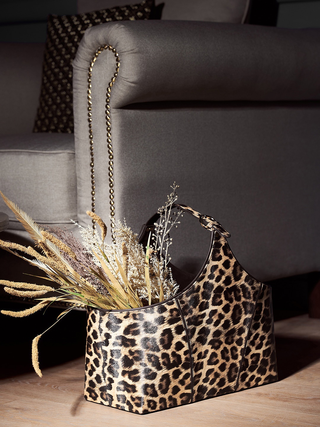 

Pure Home and Living Brown Leopard Printed Magazine Basket