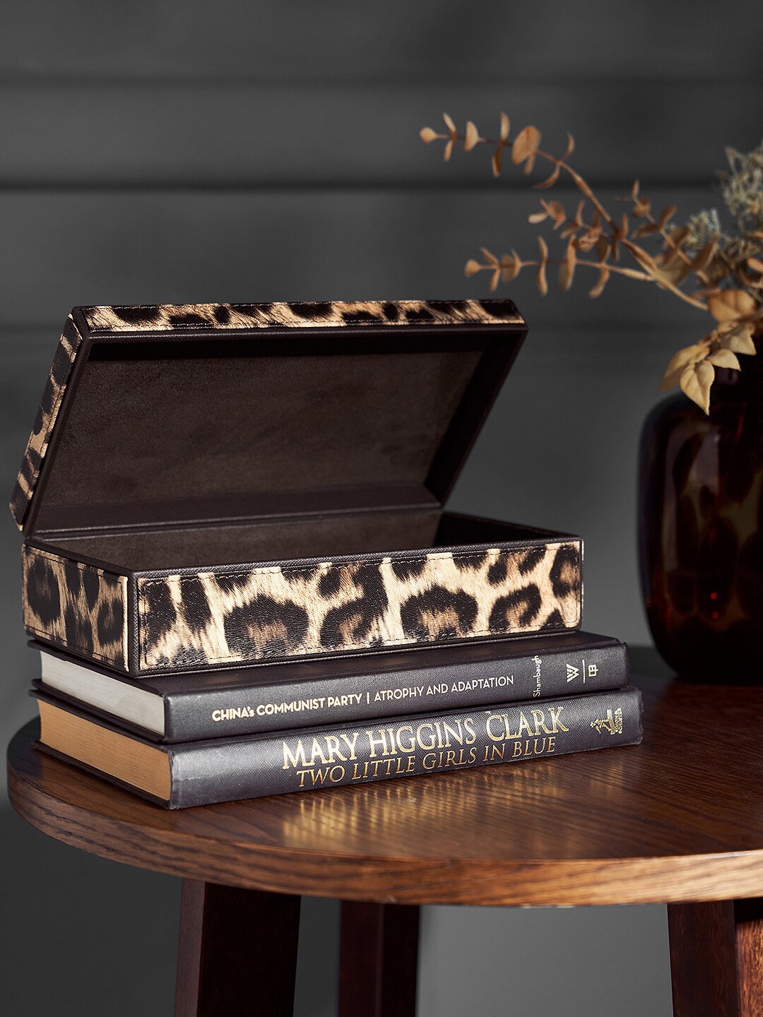 

Pure Home and Living Brown Leopard Print Faux Leather Box with Lid