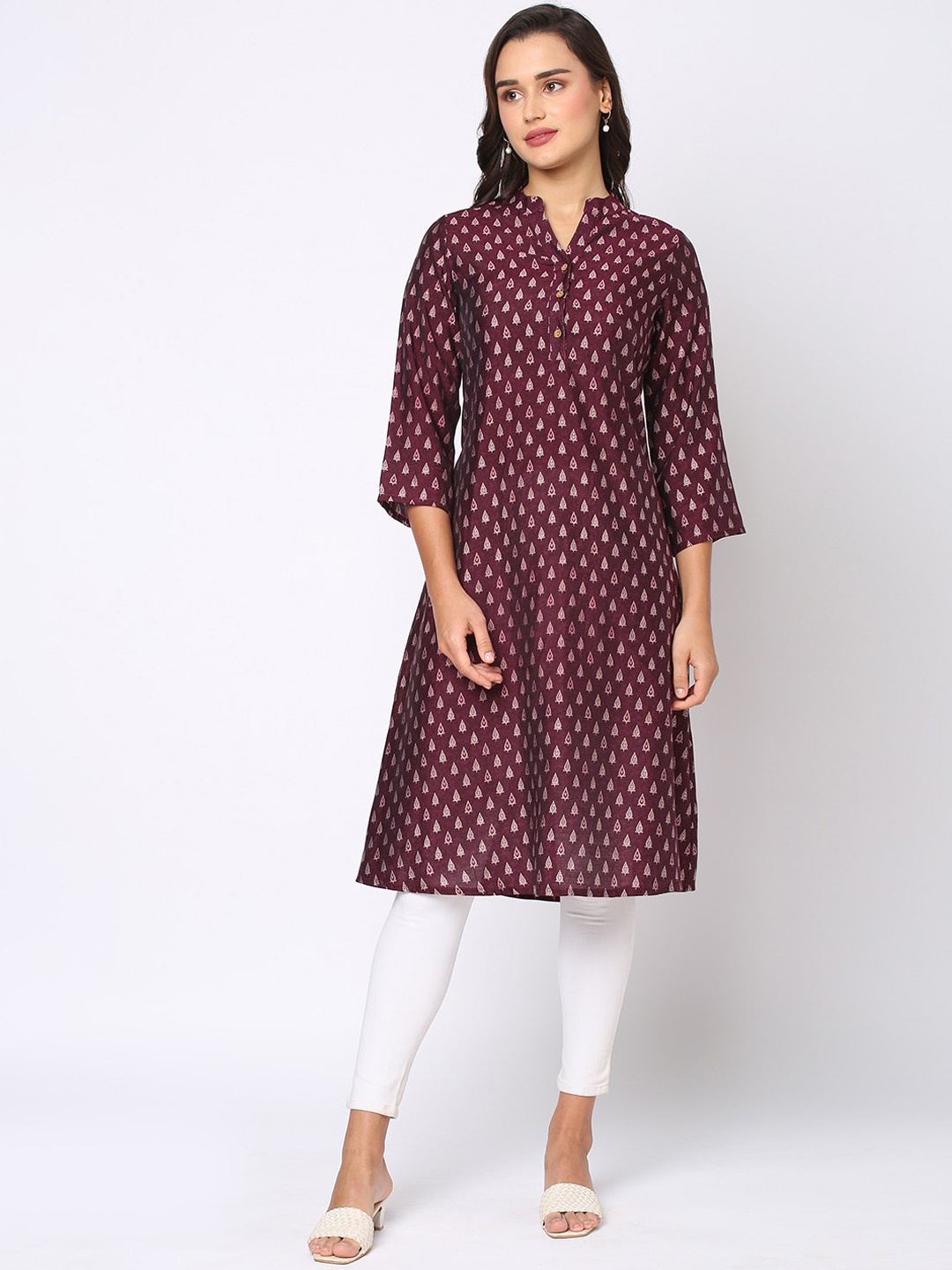 

Fusion Beats Ethnic Motifs Printed Kurta, Burgundy