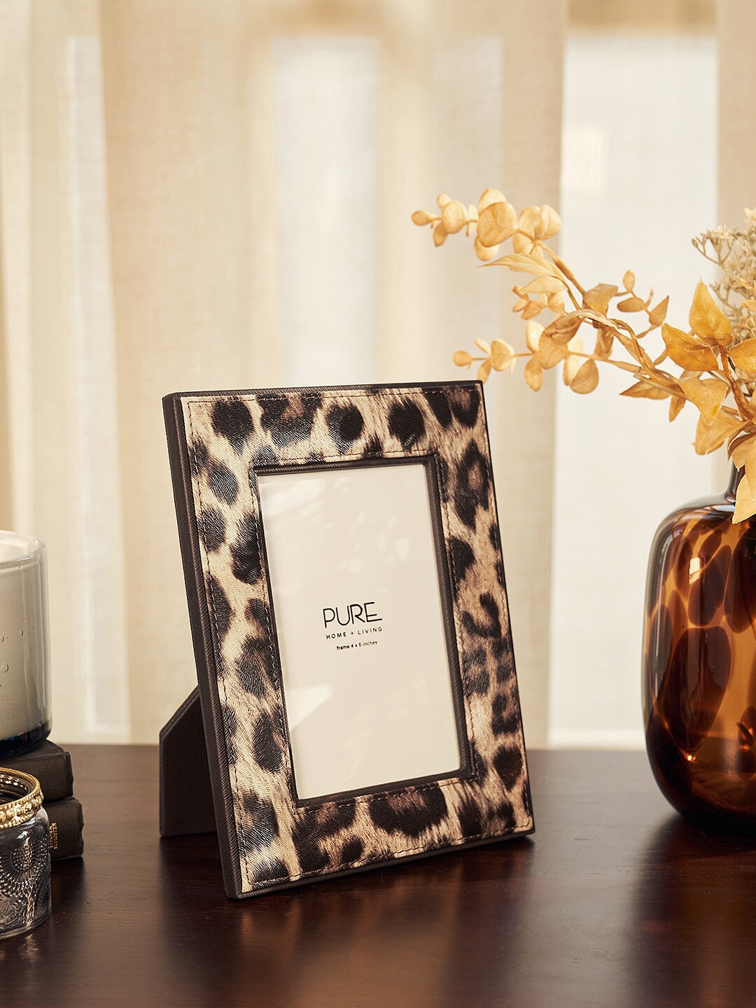 

Pure Home and Living Brown Leopard Printed Faux Leather Photo Frame - Small