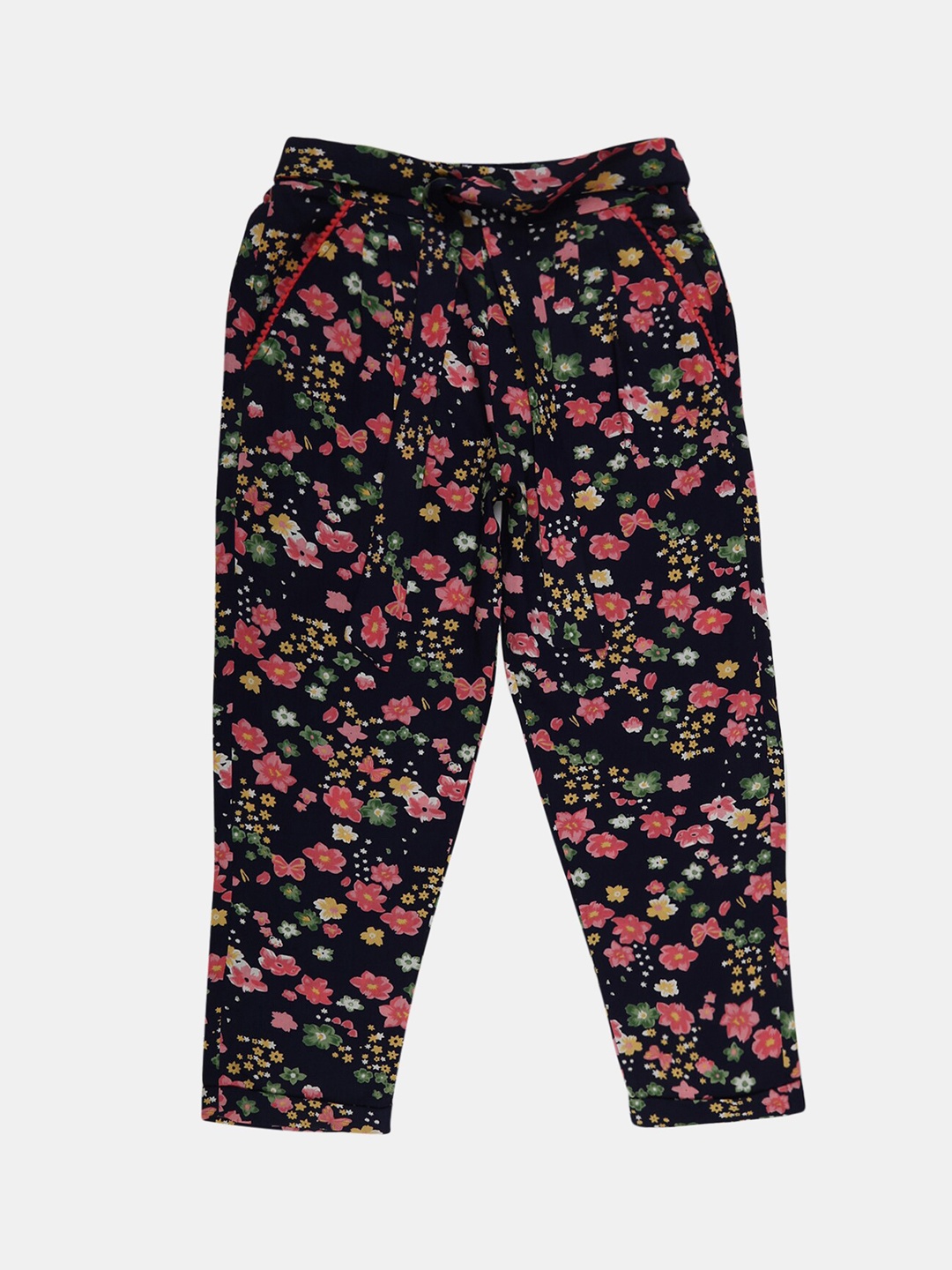 

V-Mart Girls Printed Rayon Harem Pants, Blue