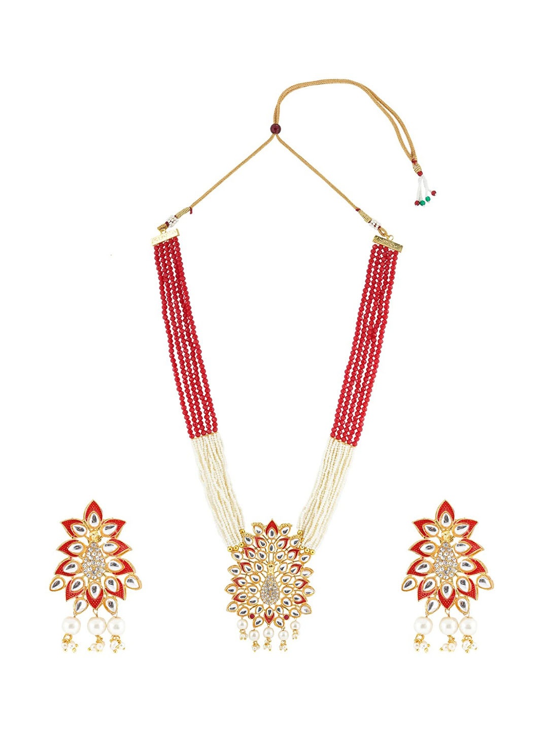 

Ozanoo Gold-Plated Kundan Studded Jewellery Set, Red