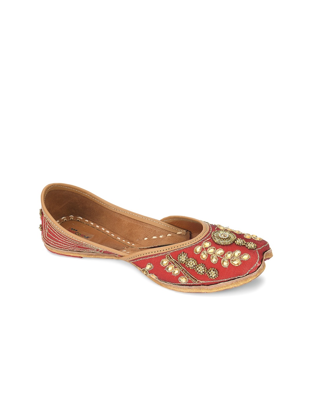 

DESI COLOUR Women Embellished Ethnic Mojaris Flats, Maroon