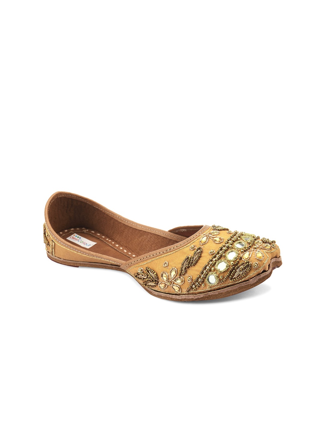 

DESI COLOUR Women Embellished Ethnic Mojaris Flats, Yellow