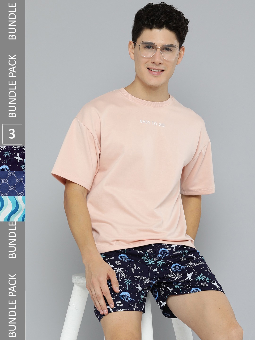 

Mast & Harbour Men Pack Of 3 Printed Pure Cotton Boxers, Multi