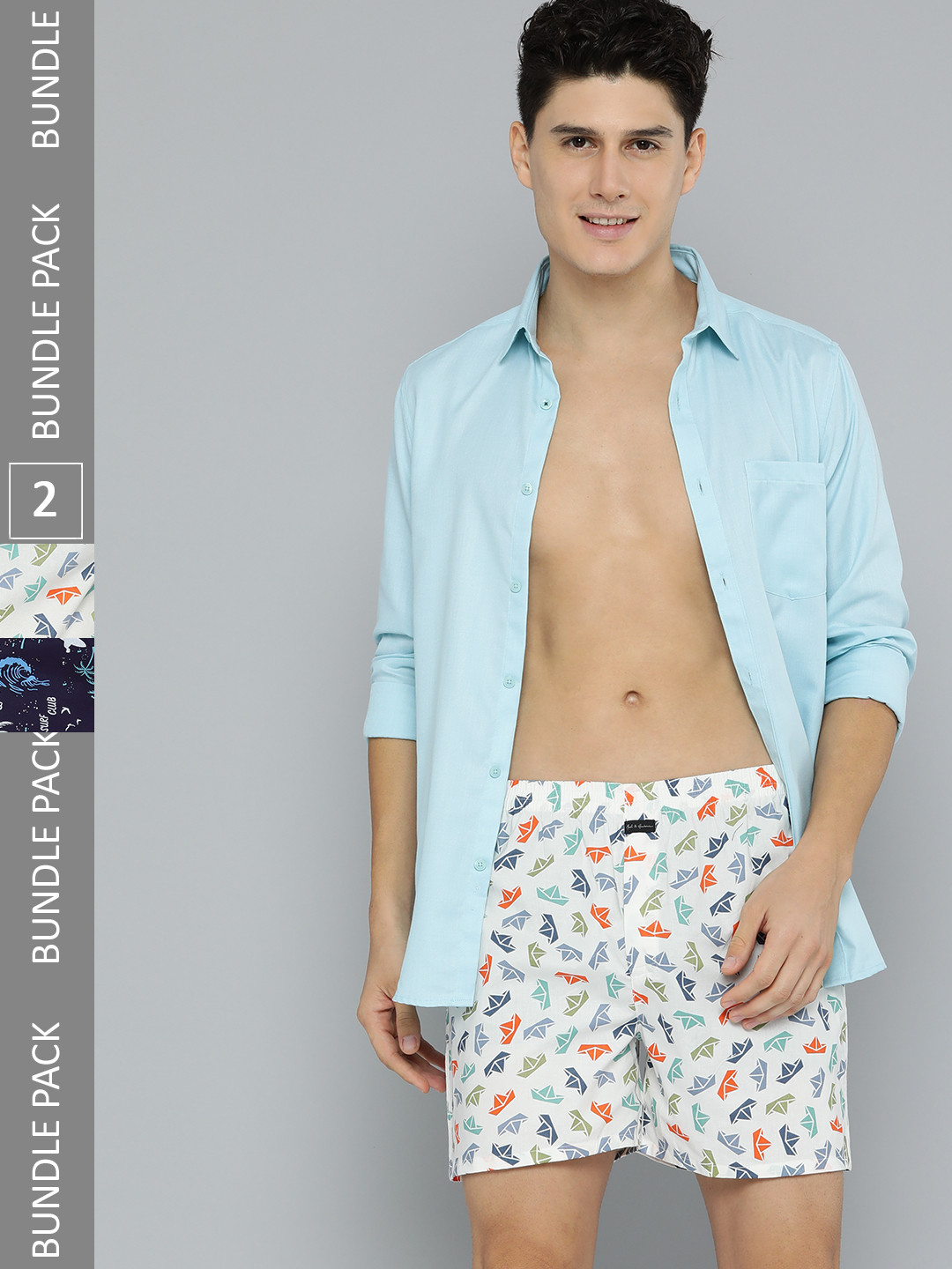 

Mast & Harbour Men Pack Of 2 Printed Pure Cotton Boxers, Multi