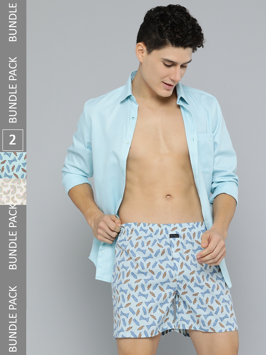 

Mast & Harbour Men Pack Of 2 Printed Pure Cotton Boxers, Multi