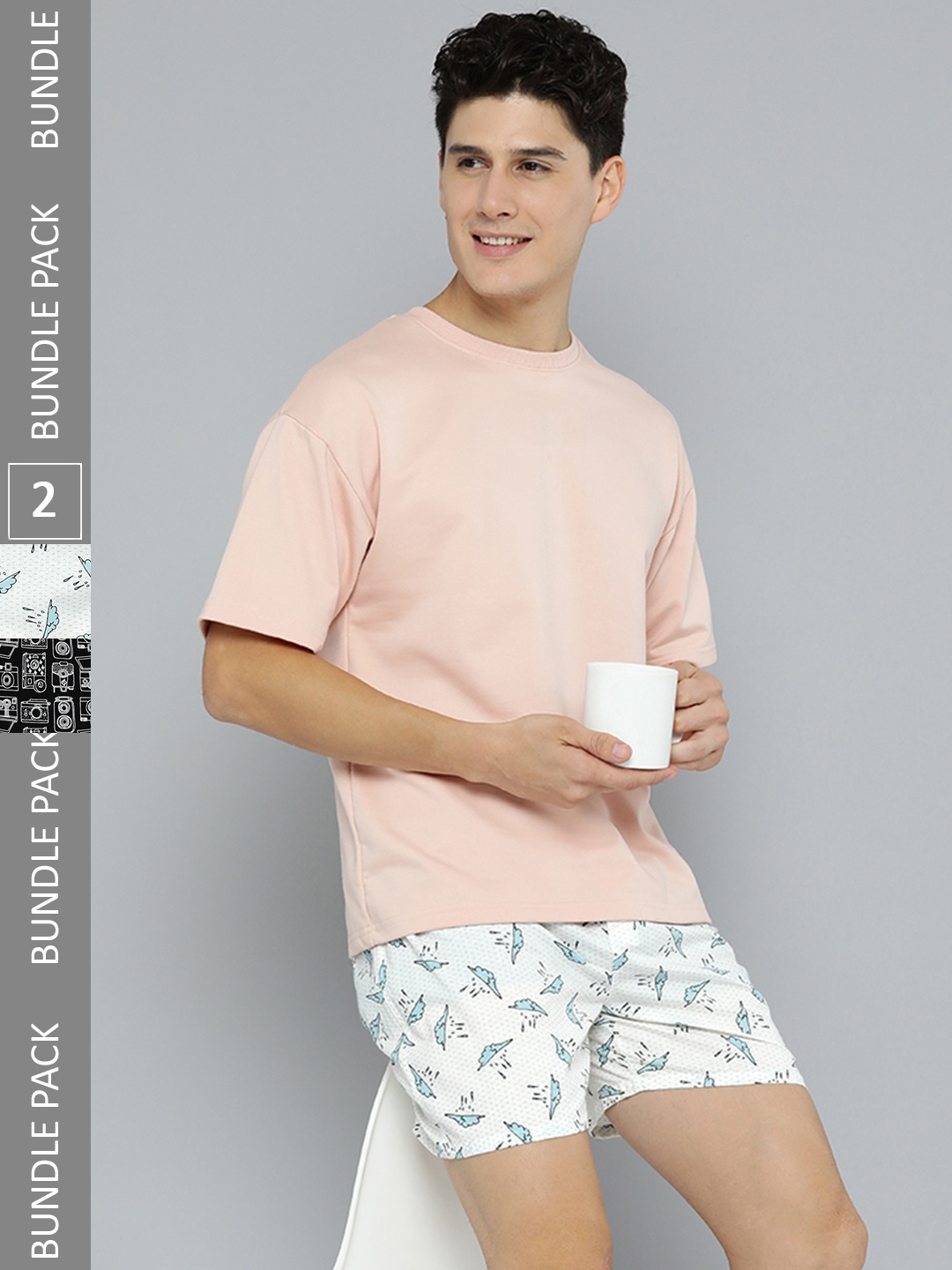 

Mast & Harbour Men Pack Of 2 Printed Pure Cotton Boxers, Multi