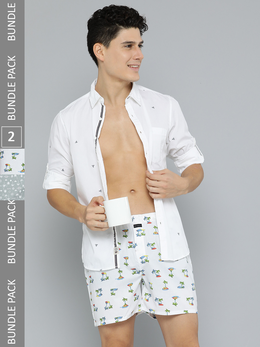 

Mast & Harbour Men Pack Of 2 Printed Pure Cotton Boxers, Multi