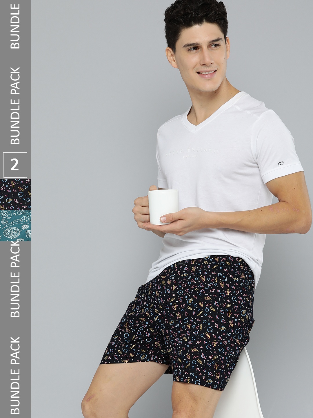 

Mast & Harbour Men Pack Of 2 Printed Pure Cotton Boxers, Multi