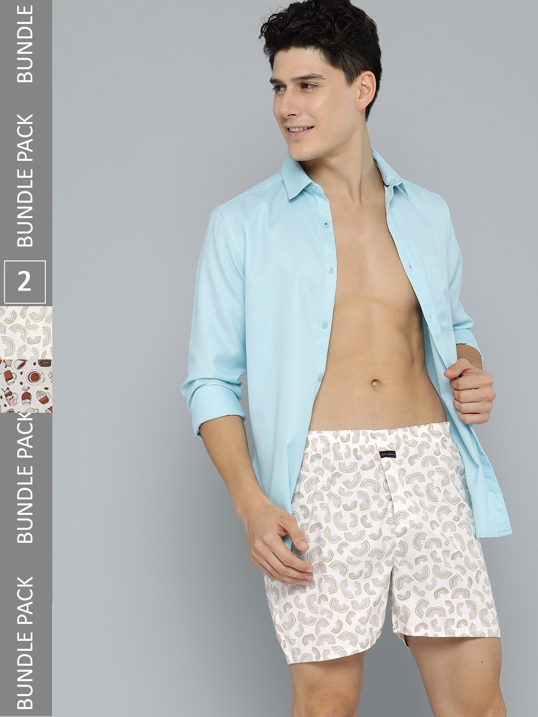 

Mast & Harbour Men Pack Of 2 Printed Pure Cotton Boxers, Multi
