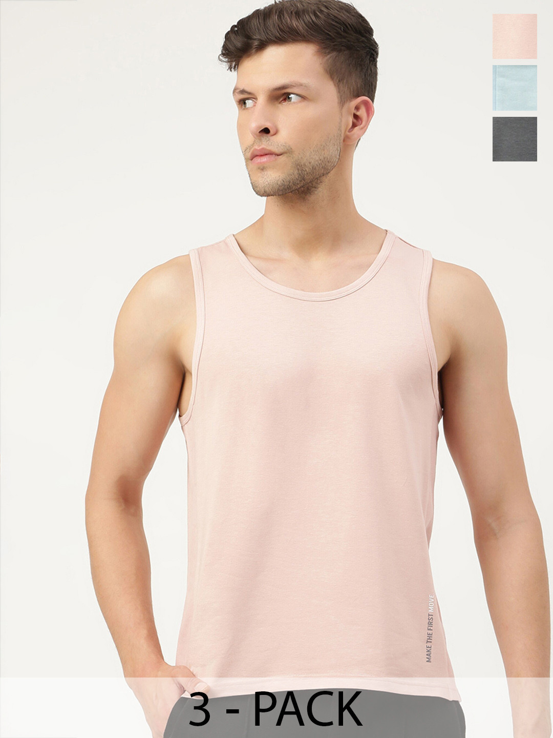 

FREECULTR Men Pack Of 3 Anti-Microbial Breath-Tech Bamboo Cotton Innerwear Gym Vests, Peach
