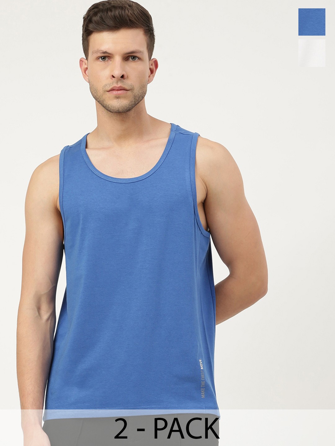 

FREECULTR Men Pack of 2 Anti-Microbial Breath-Tech Bamboo Cotton Innerwear Gym Vests, Blue