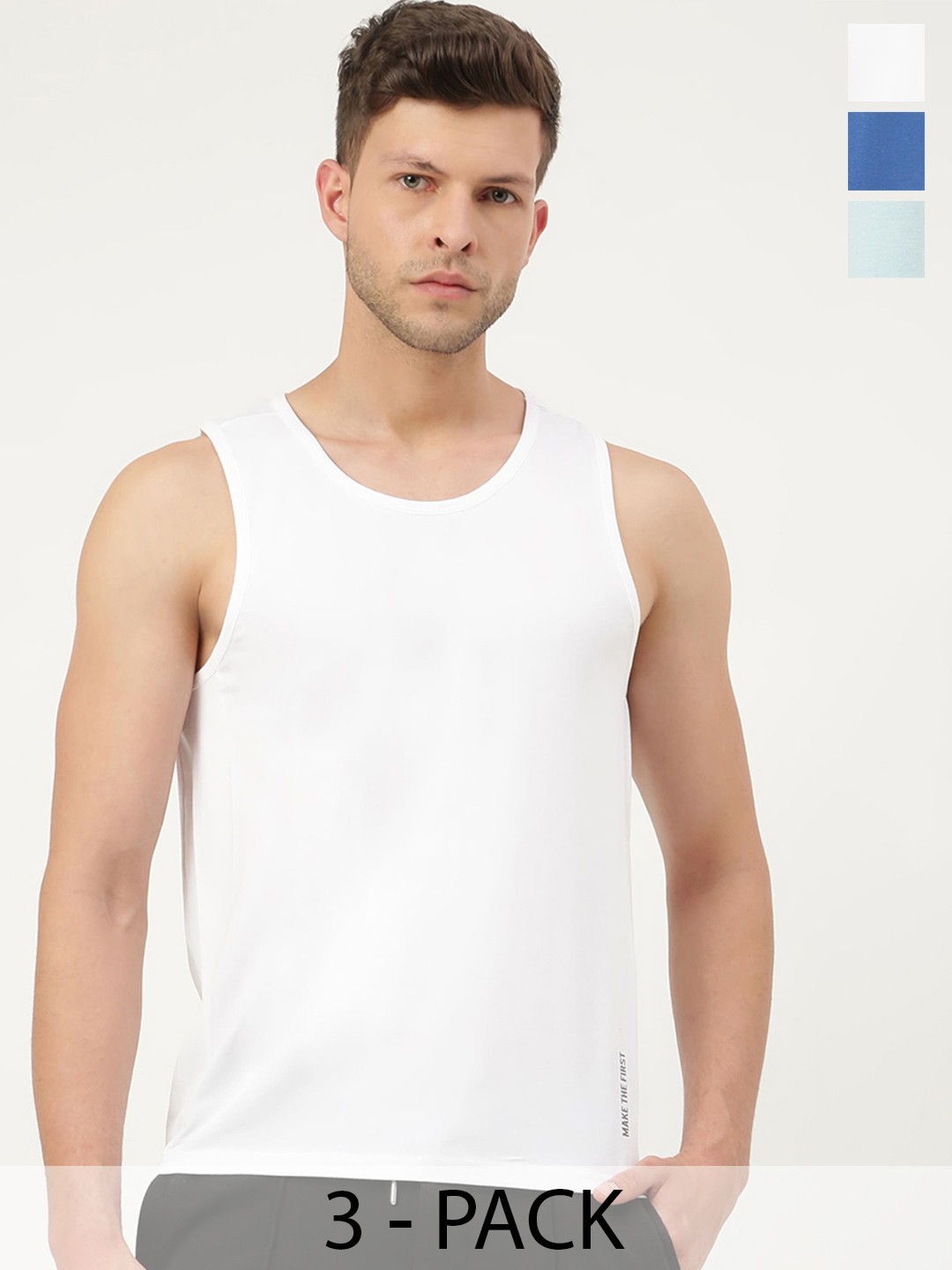 

FREECULTR Men Pack Of 3 Anti-Microbial Breath-Tech Bamboo Cotton Innerwear Gym Vests, White