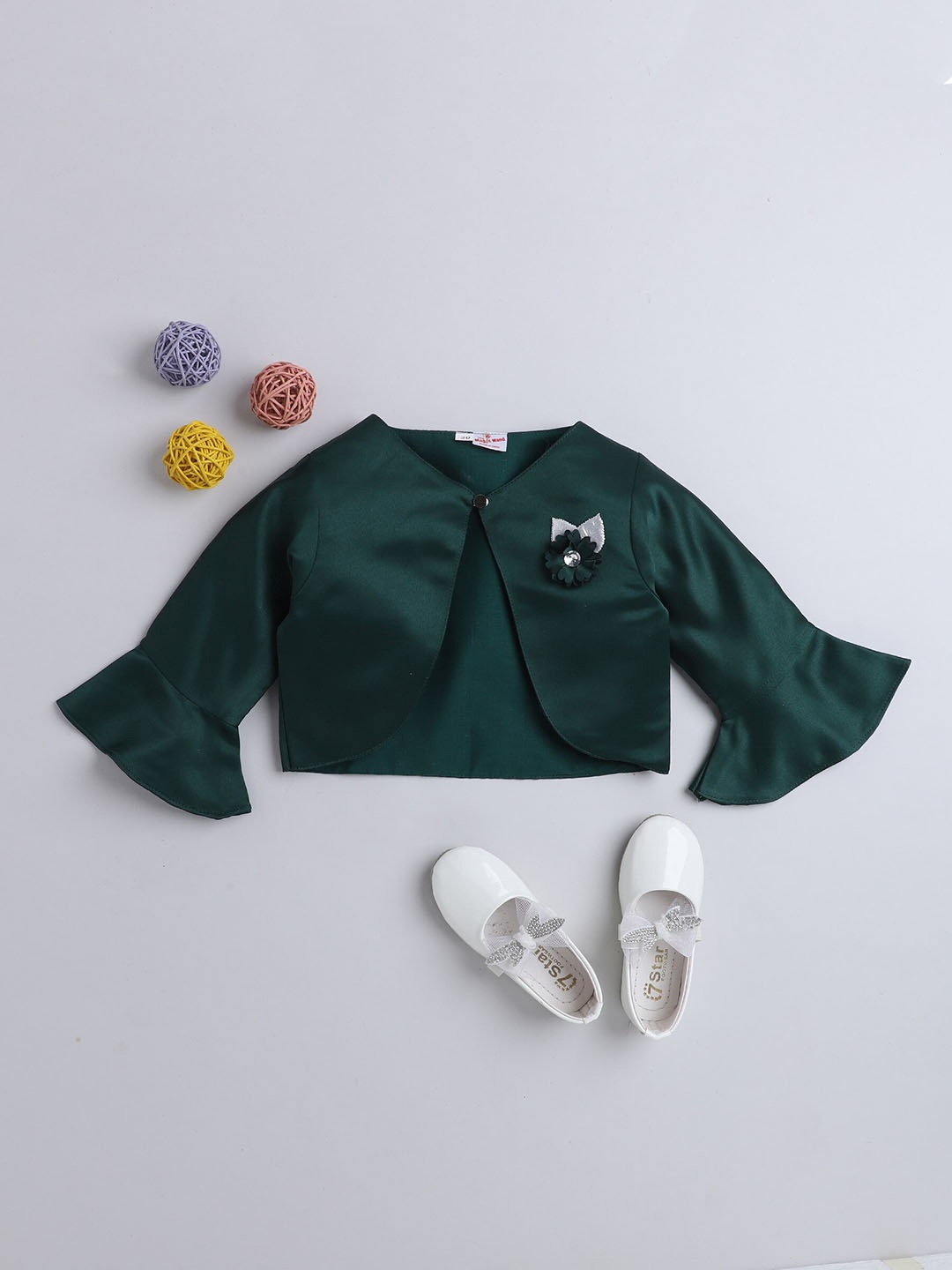 

The Magic Wand Girls Embellished Crop Shrug, Green