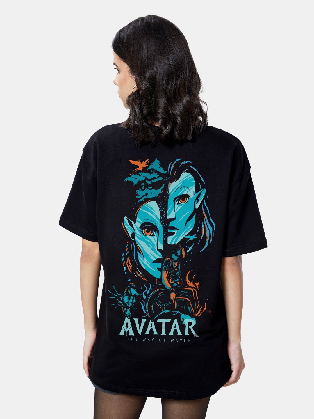 

The Souled Store Women Avatar Printed Oversized T-shirt, Navy blue