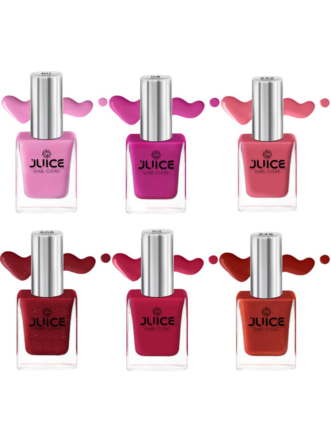 

JUICE Set Of 6 Quick Dry & Waterproof One Coat Nail Paint - 11ml Each, Pink