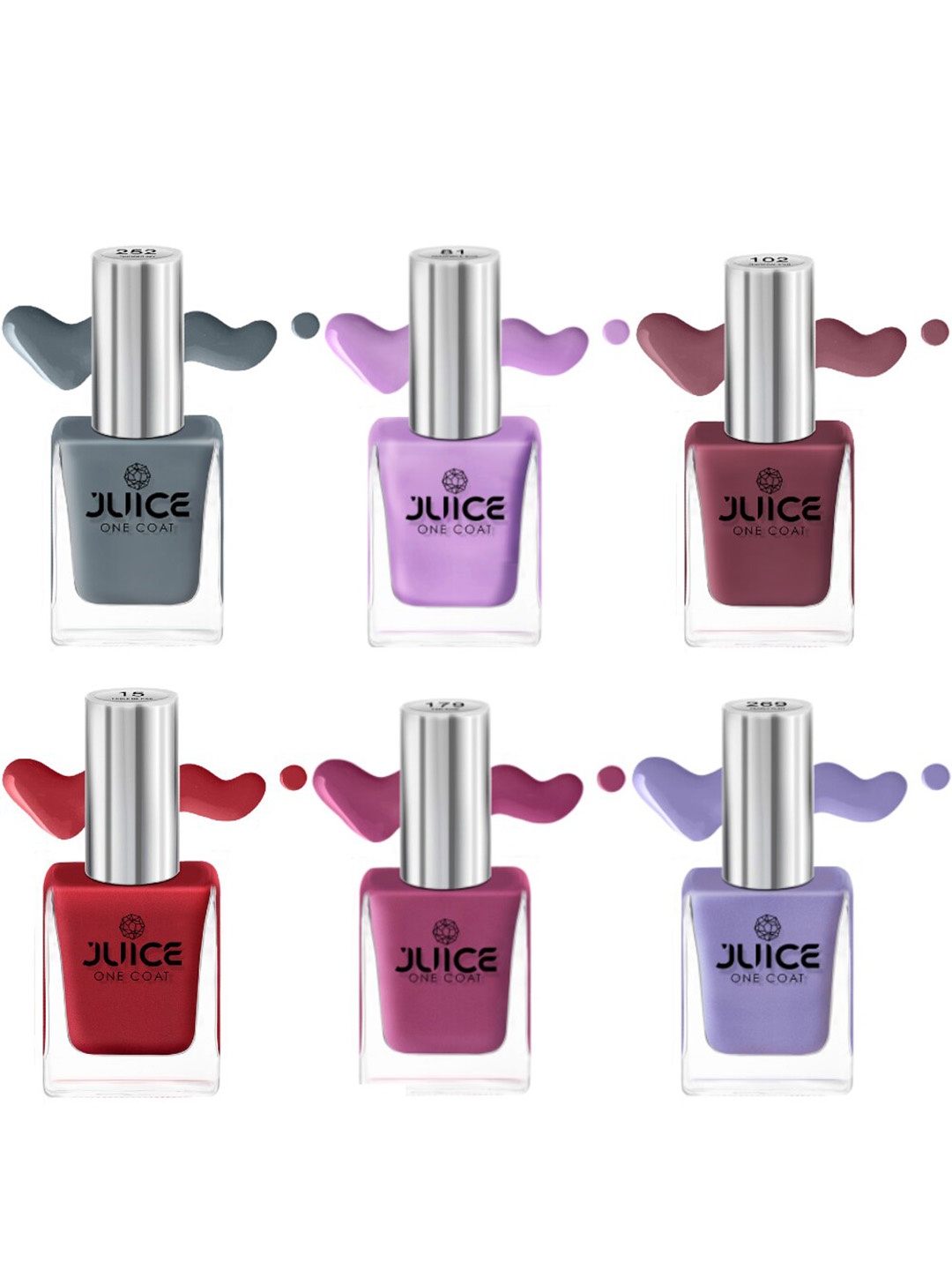 

JUICE Set Of 6 Quick Dry & Waterproof One Coat Nail Paint - 11ml Each, Pink