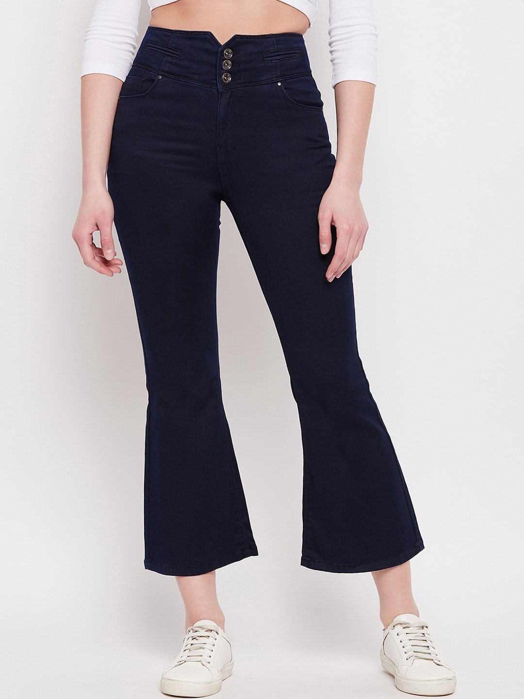 

Madame Women Mid Rise Regular Fit Cropped Cotton Jeans, Navy blue