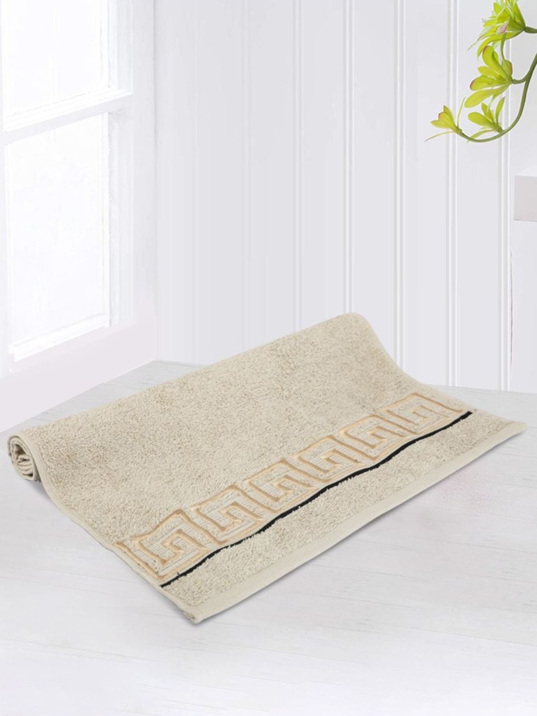 

LUSH & BEYOND Beige Textured Pure Cotton 500 GSM Hand Towel