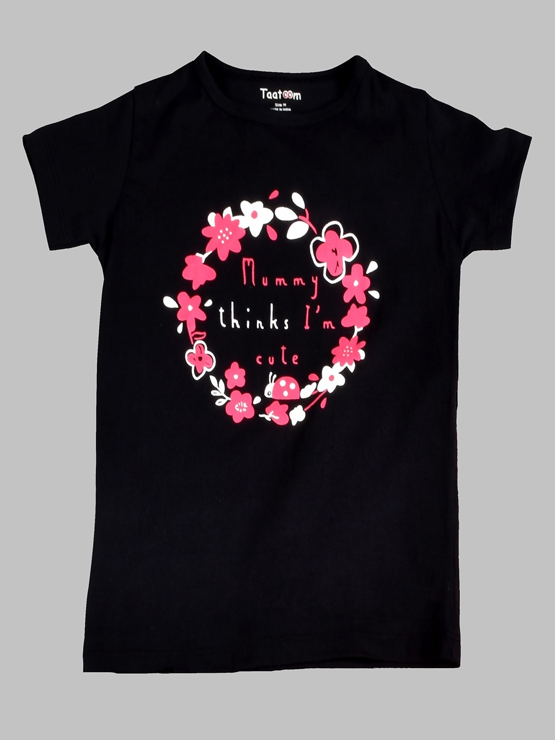 

Taatoom Girls Floral Printed T-shirt, Black